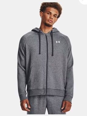 Under Armour Charcoal Gray Rival Full-Zip Kangaroo Pocket Hoodie L NWOT